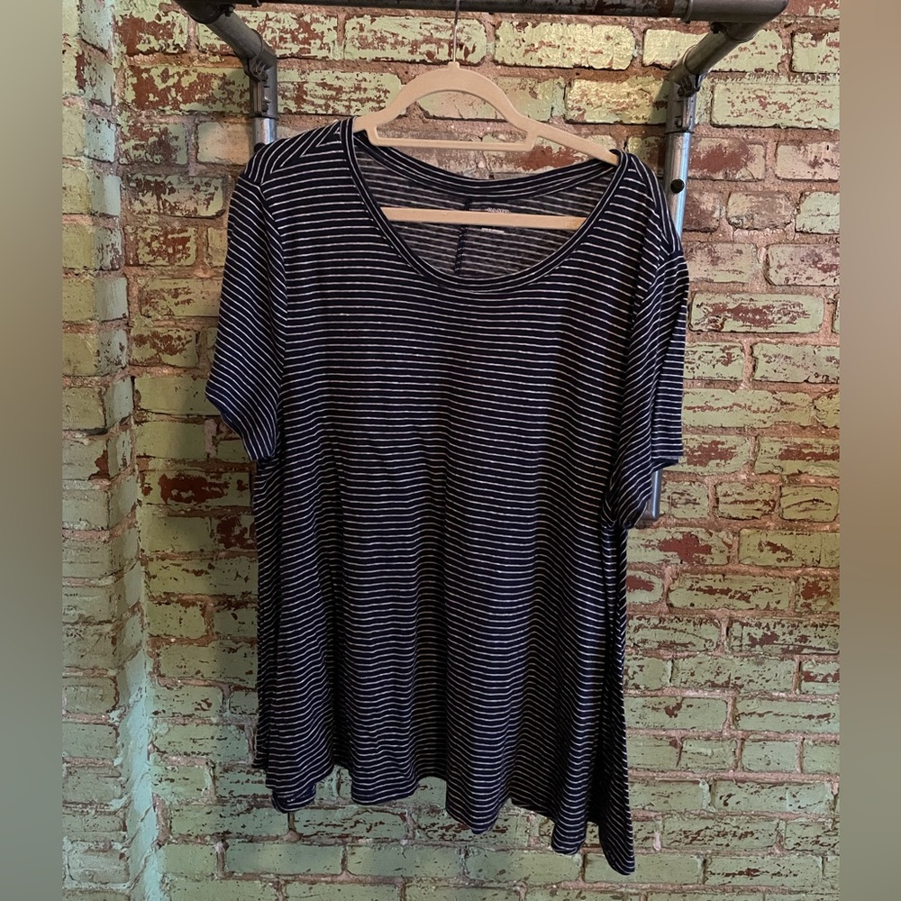 Navy blue and white striped Old Navy oversized T-shirt